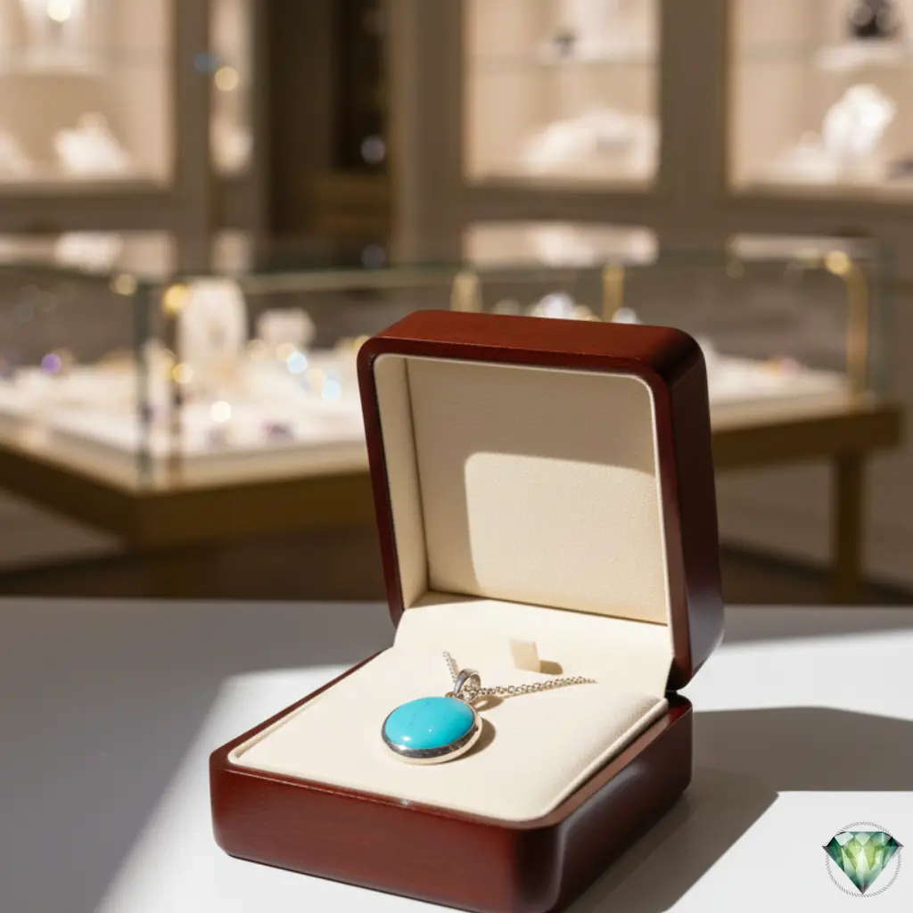 Buy Natural Turquoise (Firoza) Stone Necklace - Image 4