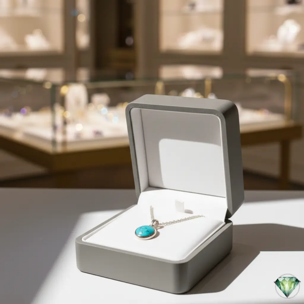 Buy Natural Turquoise (Firoza) Stone Necklace - Image 3