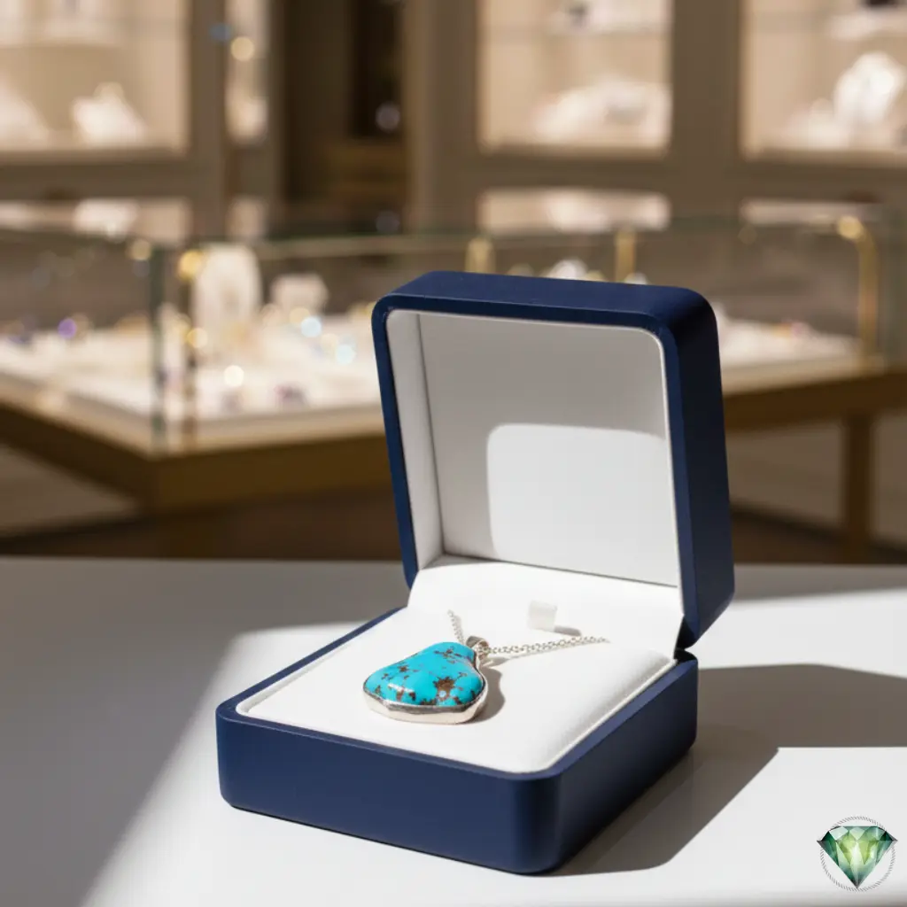 Buy Natural Turquoise (Firoza) Stone Necklace - Image 2