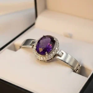 Amethyst Bracelet | Natural Purple Gemstone Silver Bracelet