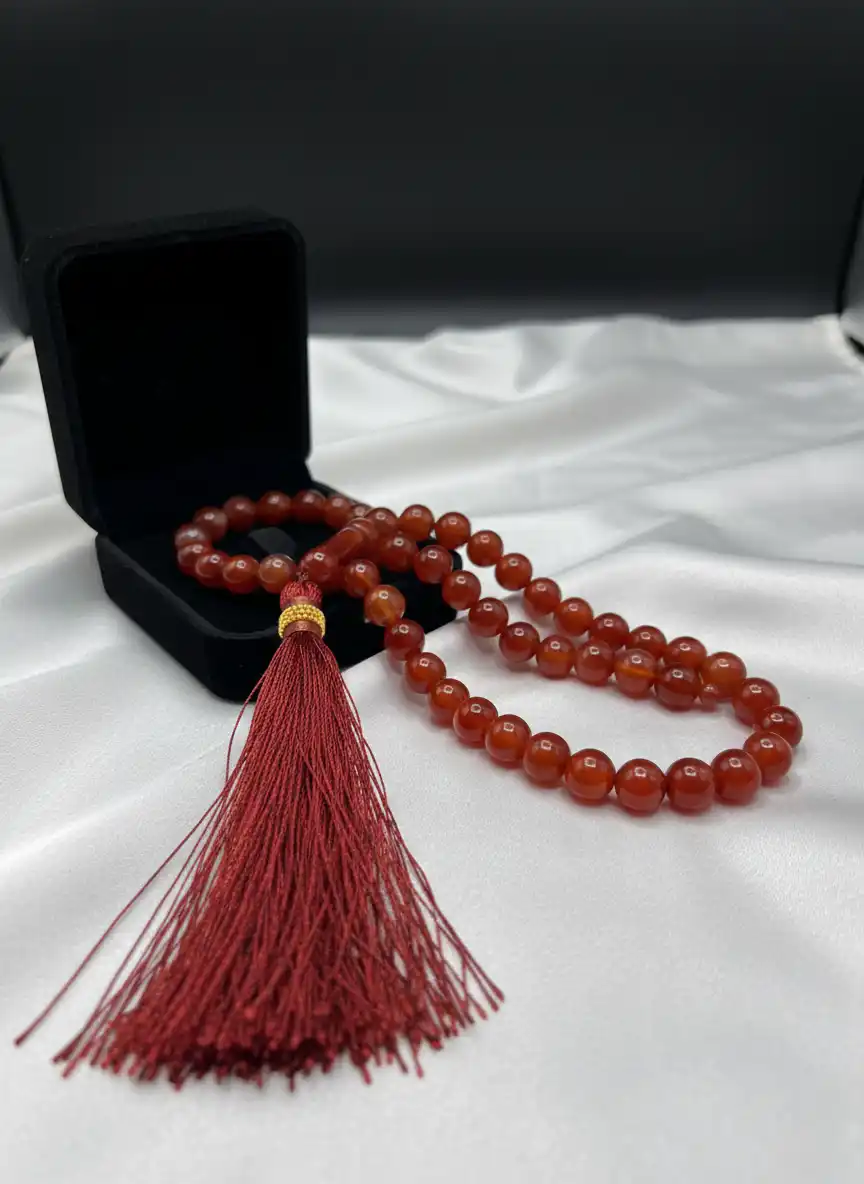 Natural Carnelian Aqeeq Tasbeeh 33 Beads 10mm Prayer Misbaha Pakistan