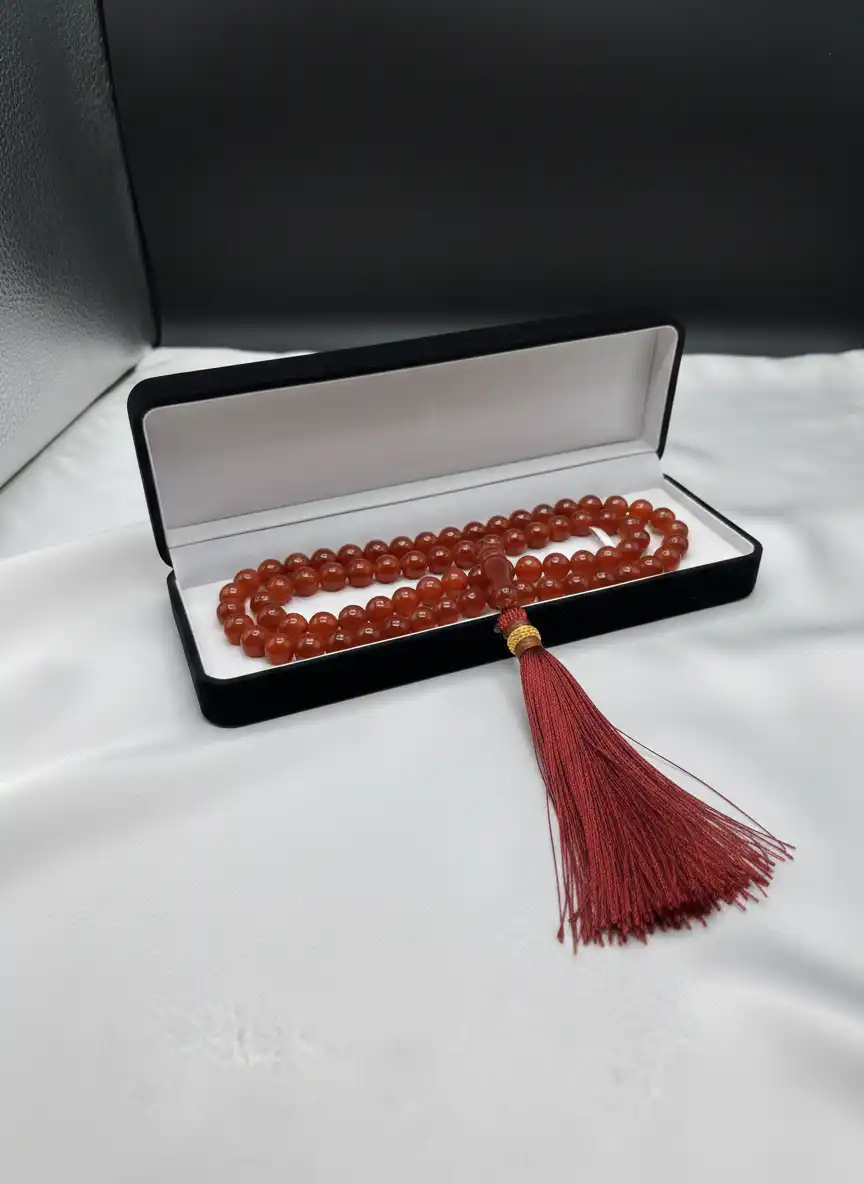 Natural Carnelian Aqeeq Tasbeeh 33 Beads 10mm Prayer Misbaha Pakistan