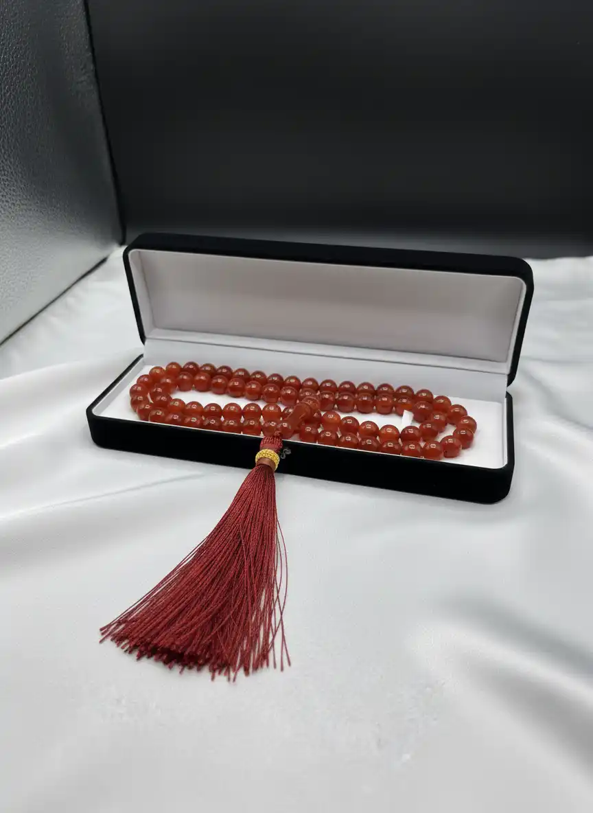 Natural Carnelian Aqeeq Tasbeeh 33 Beads 10mm Prayer Misbaha Pakistan