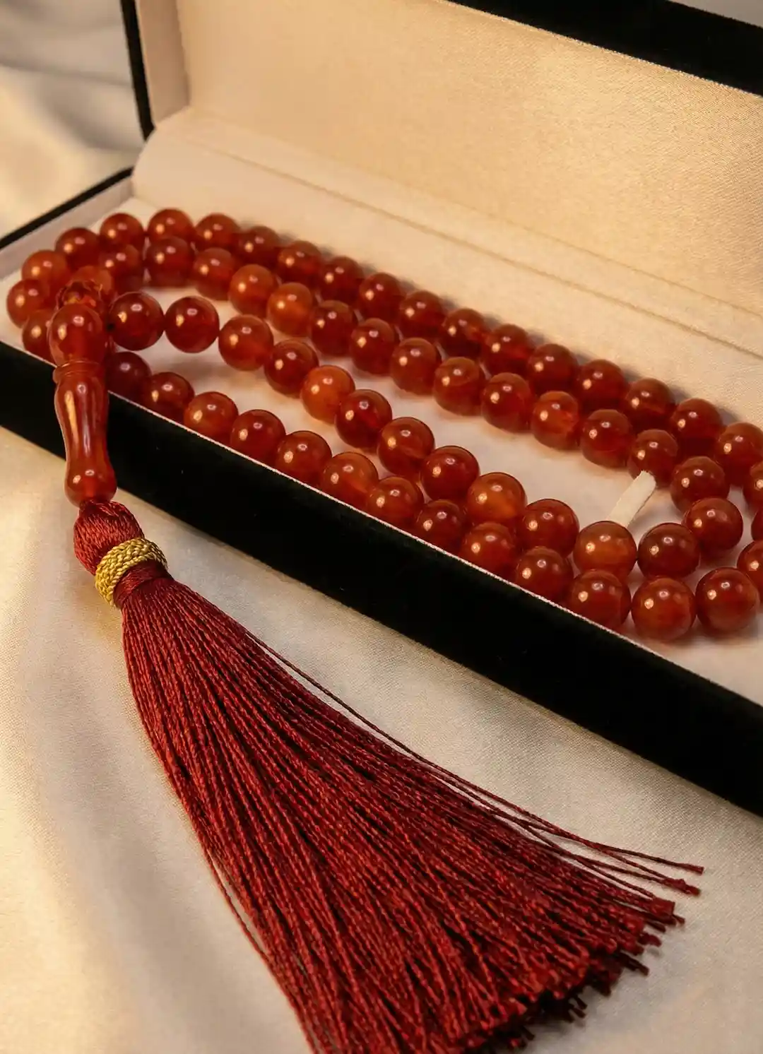 Natural Carnelian Aqeeq Tasbeeh 33 Beads 10mm Prayer Misbaha Pakistan