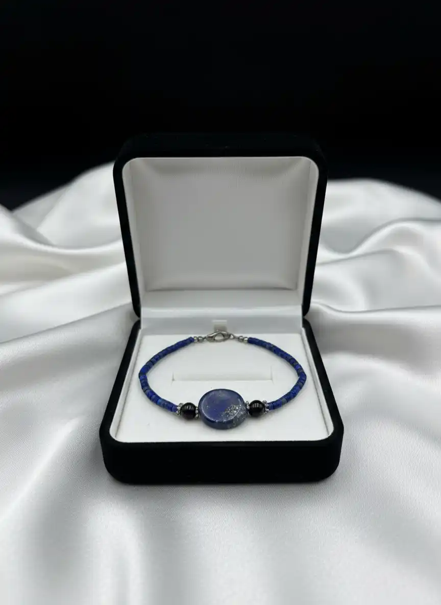 Natural Lapis Lazuli Round Bracelet in Luxury Jewelry Box Pakistan