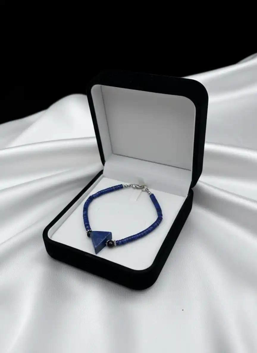 Natural Lapis Lazuli Triangle Bracelet in Luxury Jewelry Box Pakistan