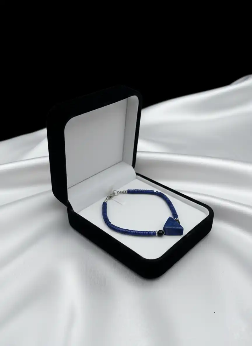 Natural Lapis Lazuli Triangle Bracelet in Luxury Jewelry Box Pakistan