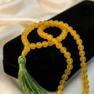 Natural Yellow Aqeeq Tasbeeh 33 Beads in Luxury Box Pakistan