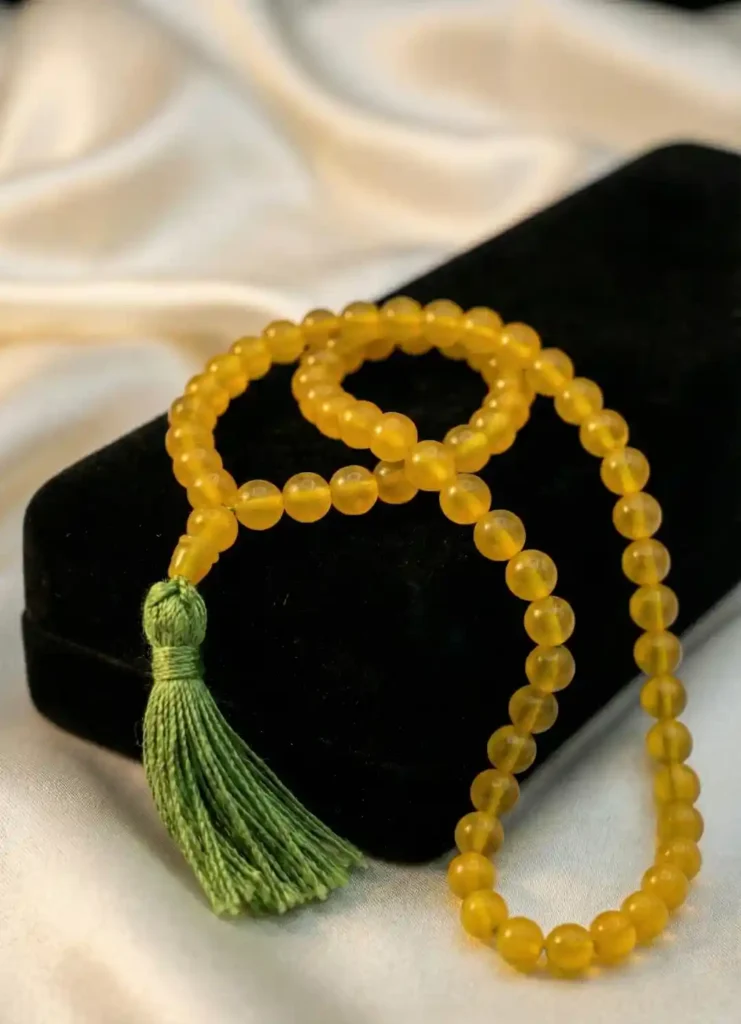 Natural Yellow Aqeeq Tasbeeh 33 Beads in Luxury Box Pakistan
