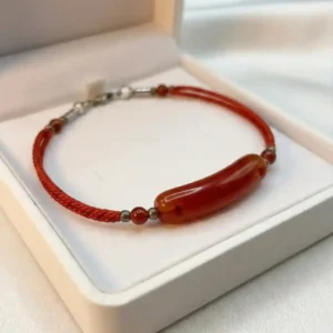 Red Carnelian Aqeeq Tube Gemstone Bracelet in Luxury Box Pakistan