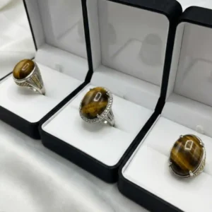 Tiger Eye Men’s Ring | Natural Tiger Eye Stone Silver Ring