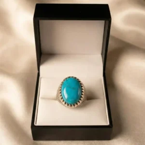 Turquoise Men’s Ring | Natural Turquoise Stone Silver Ring