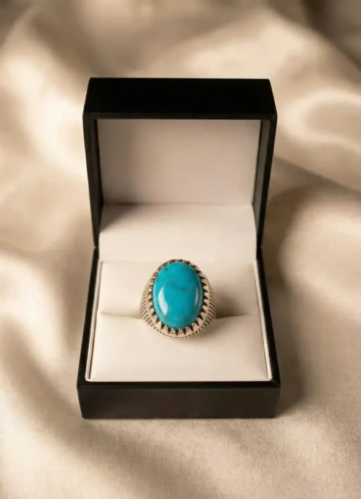 Turquoise Men’s Ring | Natural Turquoise Stone Silver Ring