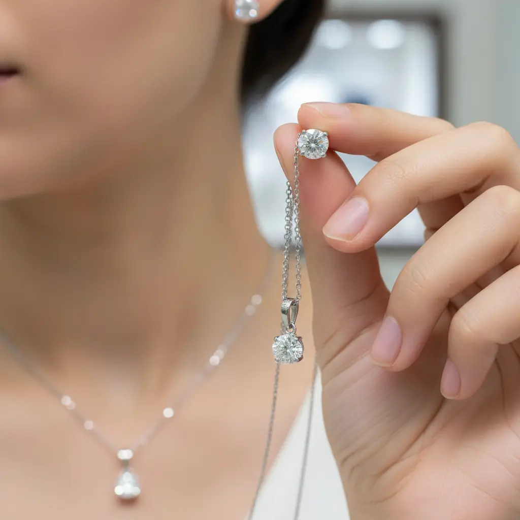 Moissanite Diamond Stud Earrings - Pakistan Gemstones