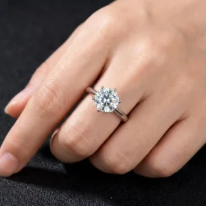 Moissanite Diamond Solitaire Ring - Pakistan Gemstones Engagement Jewelry