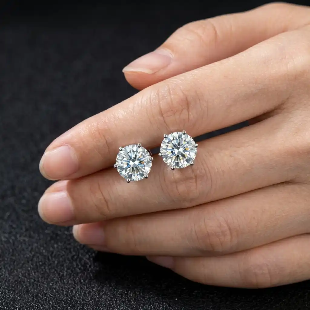Moissanite Diamond Stud Earrings - Pakistan Gemstones
