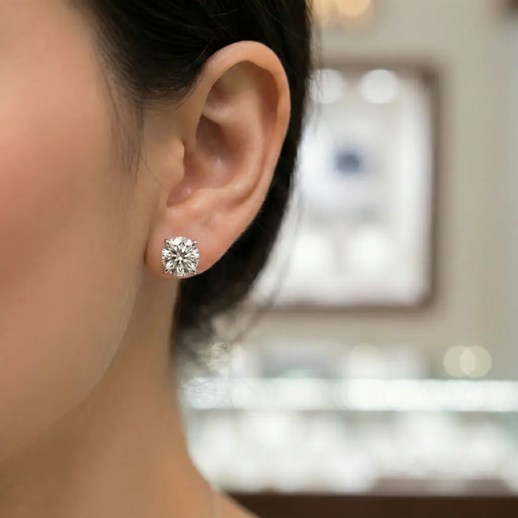 Moissanite Diamond Stud Earrings - Pakistan Gemstones