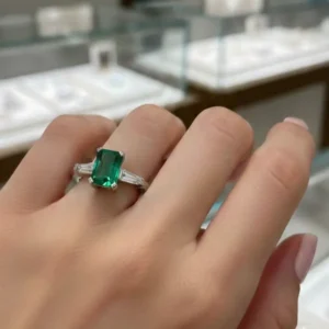 Emerald Cut Statement Ring with Side Stones - Pakistan Gemstones