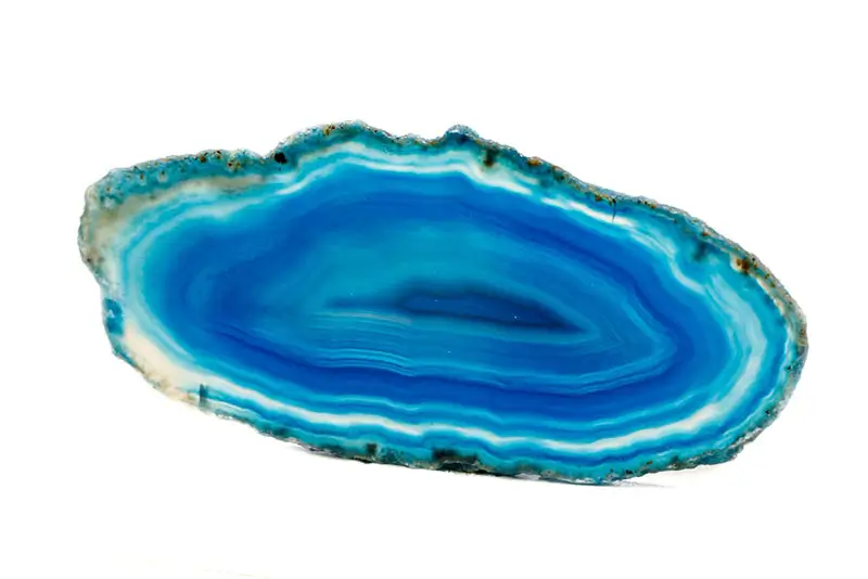 Blue Agate - Raw Stone - on White Backgroun