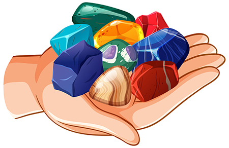 Hand holding gemstone isolated illustration